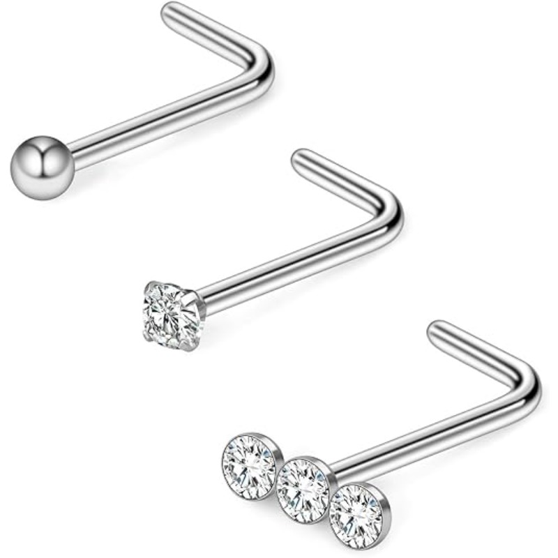 Body Jewelry Nose Studs - 3 pièces, 20G, acier chirurgical, triple,