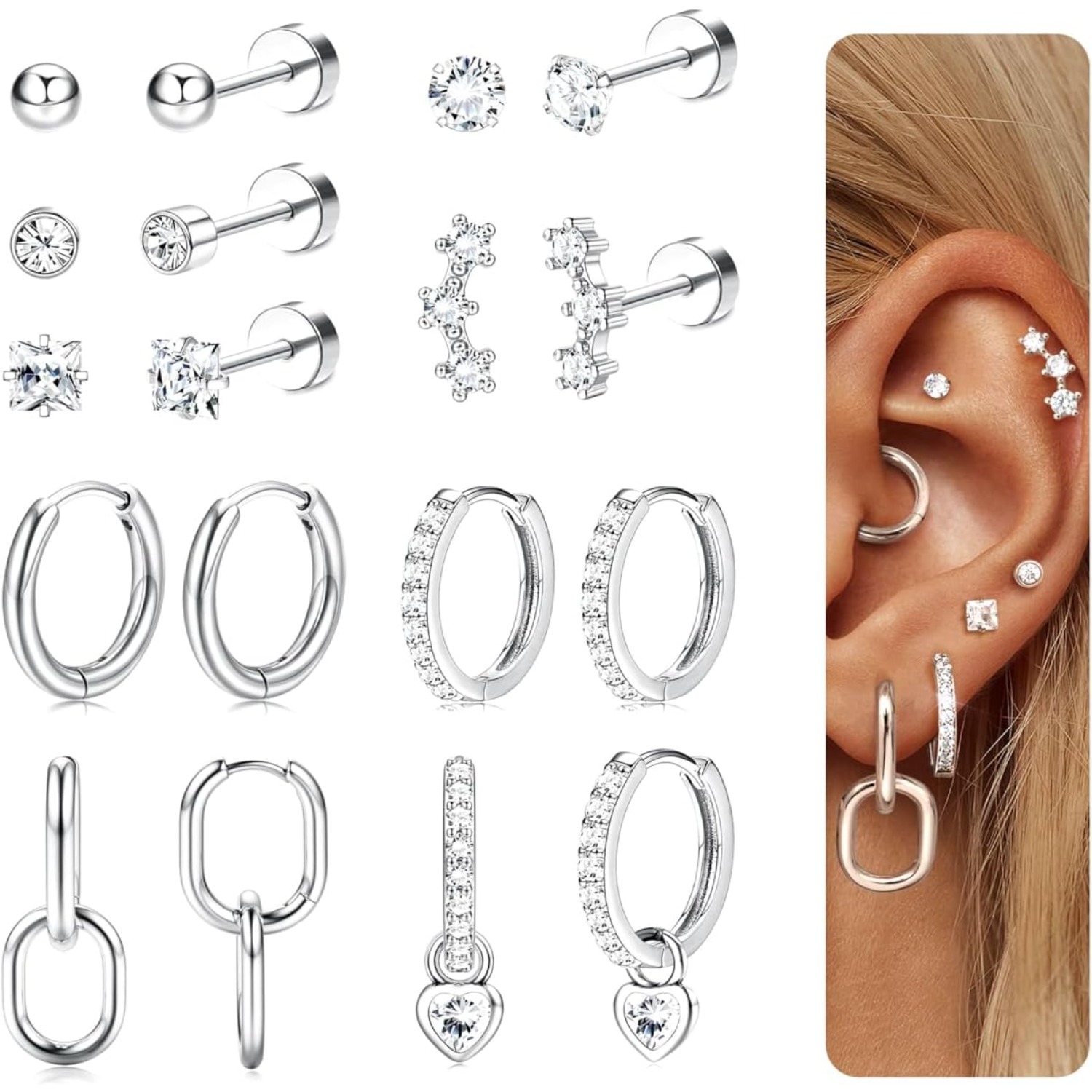 Body Jewelry Surgical Steel - Drperfect 2 pièces/1 paire Boucles d'oreilles