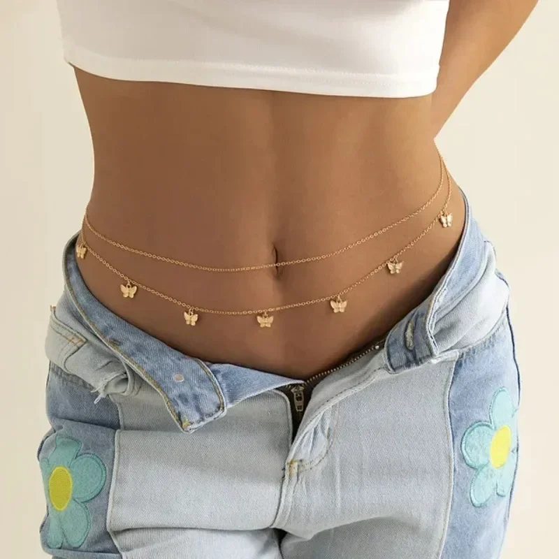 Body Chain Jewelry - Chaîne papillon Double couche pour femmes,
