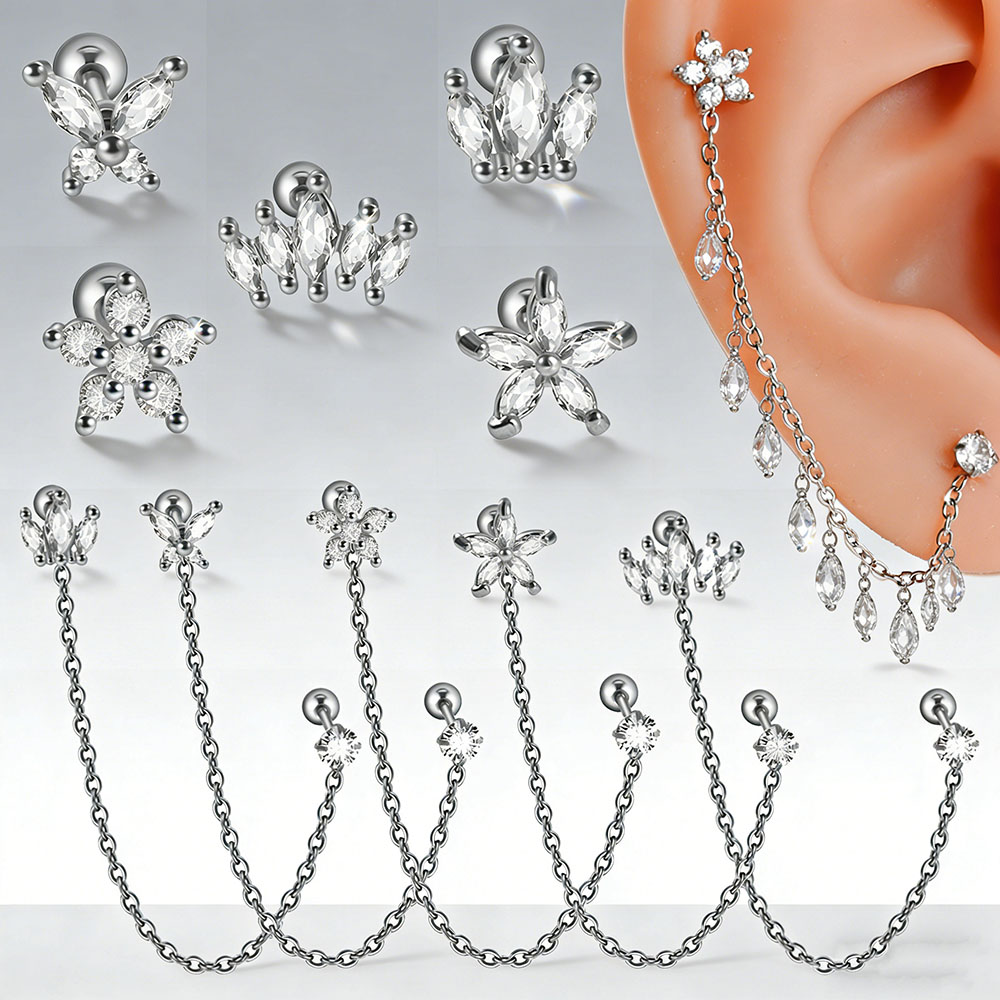 Body Jewelry Surgical Steel - 1PC acier chirurgical Zircon couronne chaîne