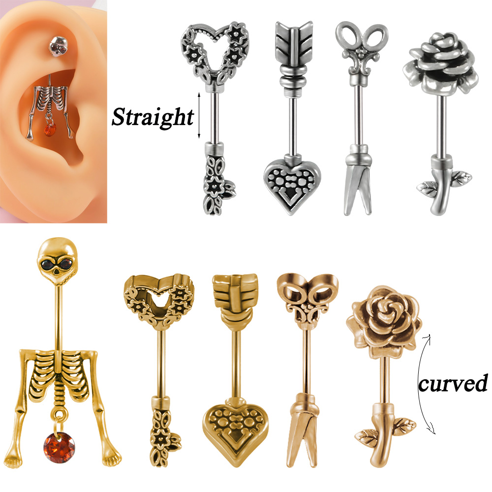 Body Jewelry Surgical Steel - Boucle d'oreille squelette en acier chirurgical,