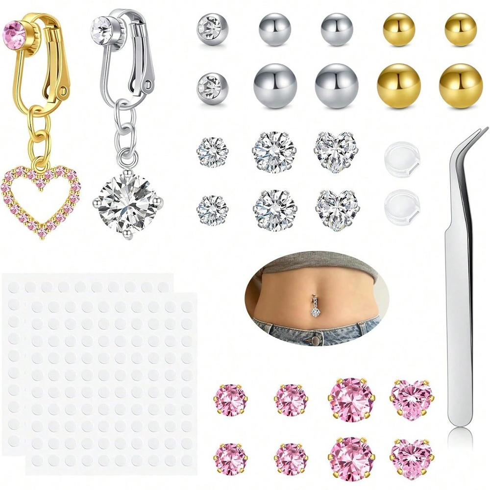 Body Jewelry And Piercing - Faux piercing de nombril doré, motif