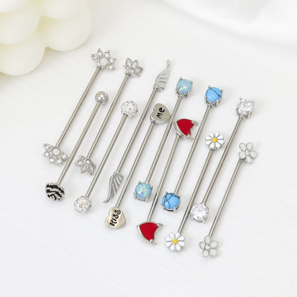 Body Jewelry Surgical Steel - 16G flèches coeurs haltère industriel acier