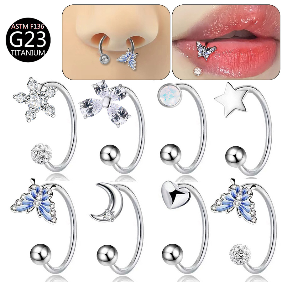 Body Jewelry And Piercing - Anneau de lèvre papillon en titane
