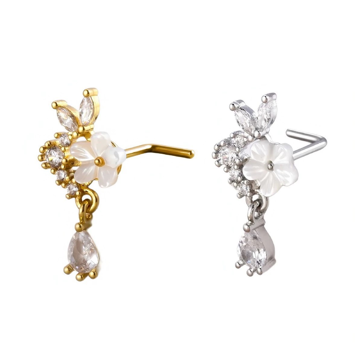 Anneau de nez fleur dorée avec - Body Jewelry Nose Studs avis et prix