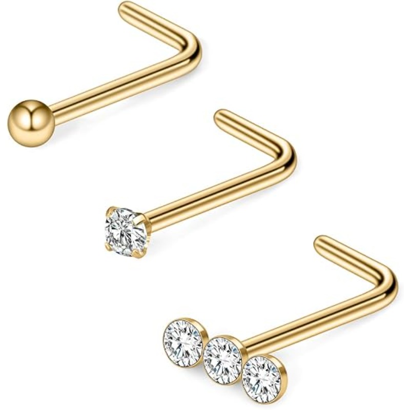 3 pièces, 20G, acier chirurgic - Body Jewelry Nose Studs avis et prix
