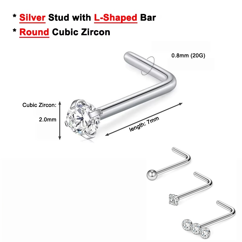 3 pièces, 20G, acier chirurgic - Body Jewelry Nose Studs avis et prix