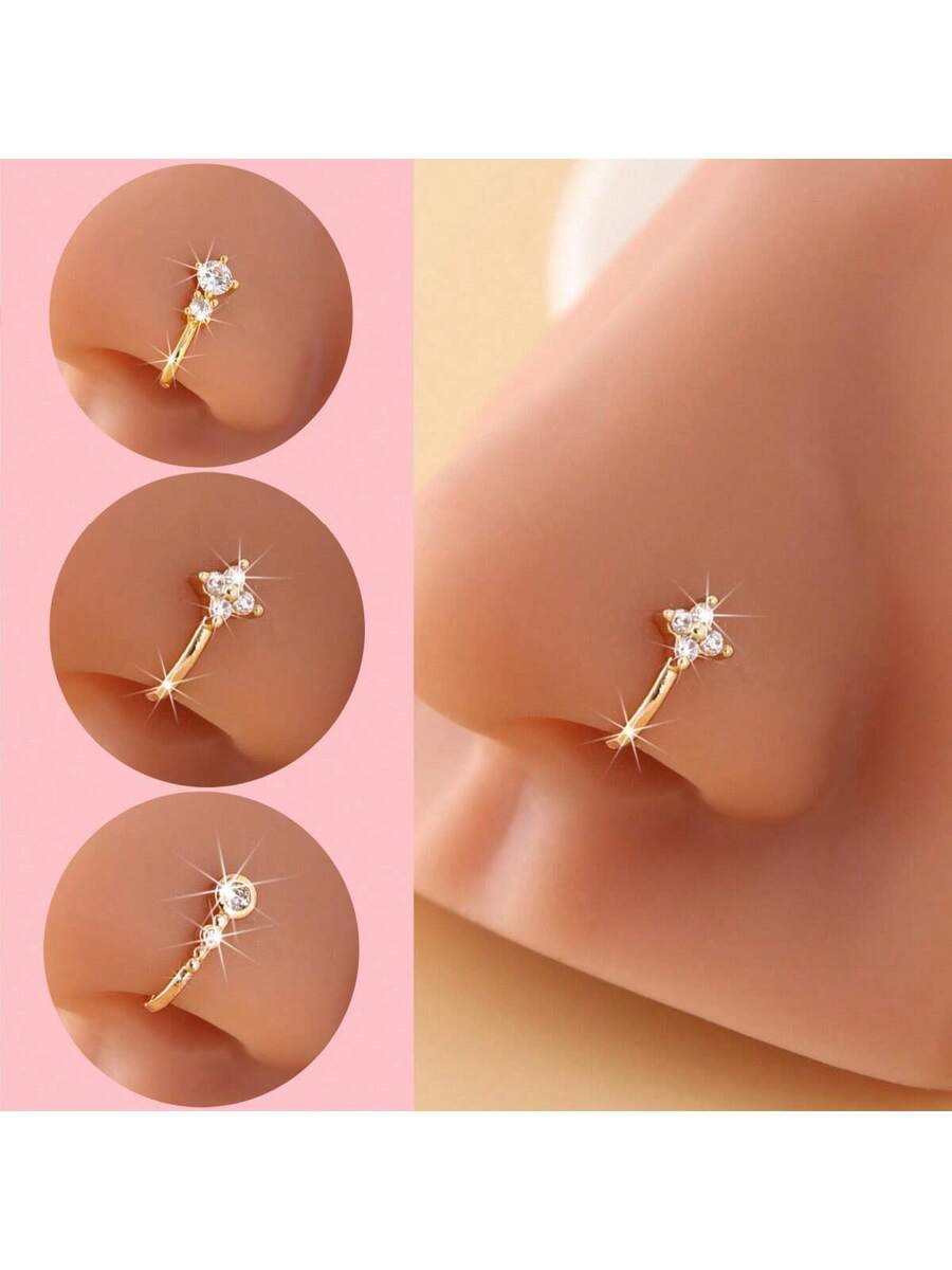 3 anneaux de nez à clip, de co - Body Jewelry Nose Studs avis et prix