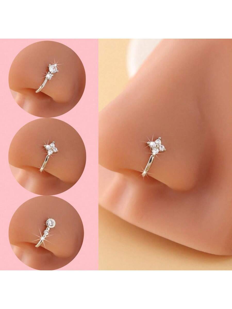 3 anneaux de nez à clip, de co - Body Jewelry Nose Studs avis et prix