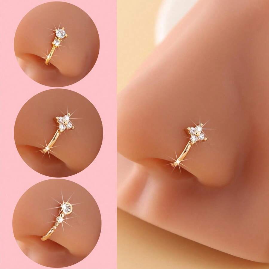 3 anneaux de nez à clip, de co - Body Jewelry Nose Studs avis et prix