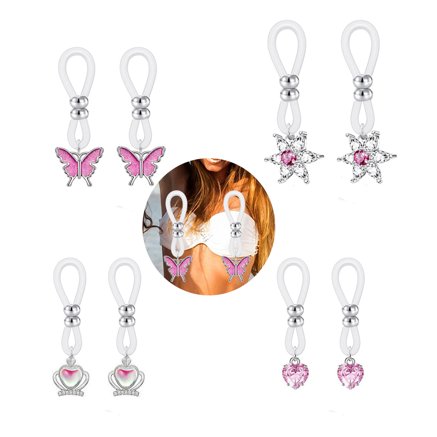 Alliage Silicone papillon coeu - Body Jewelry And Piercing avis et prix