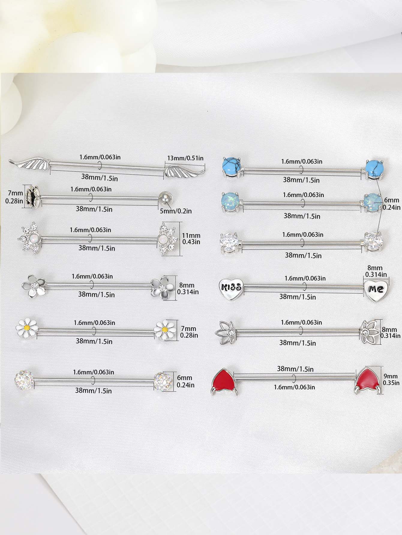 16G flèches coeurs haltère ind - Body Jewelry Surgical Steel avis et prix